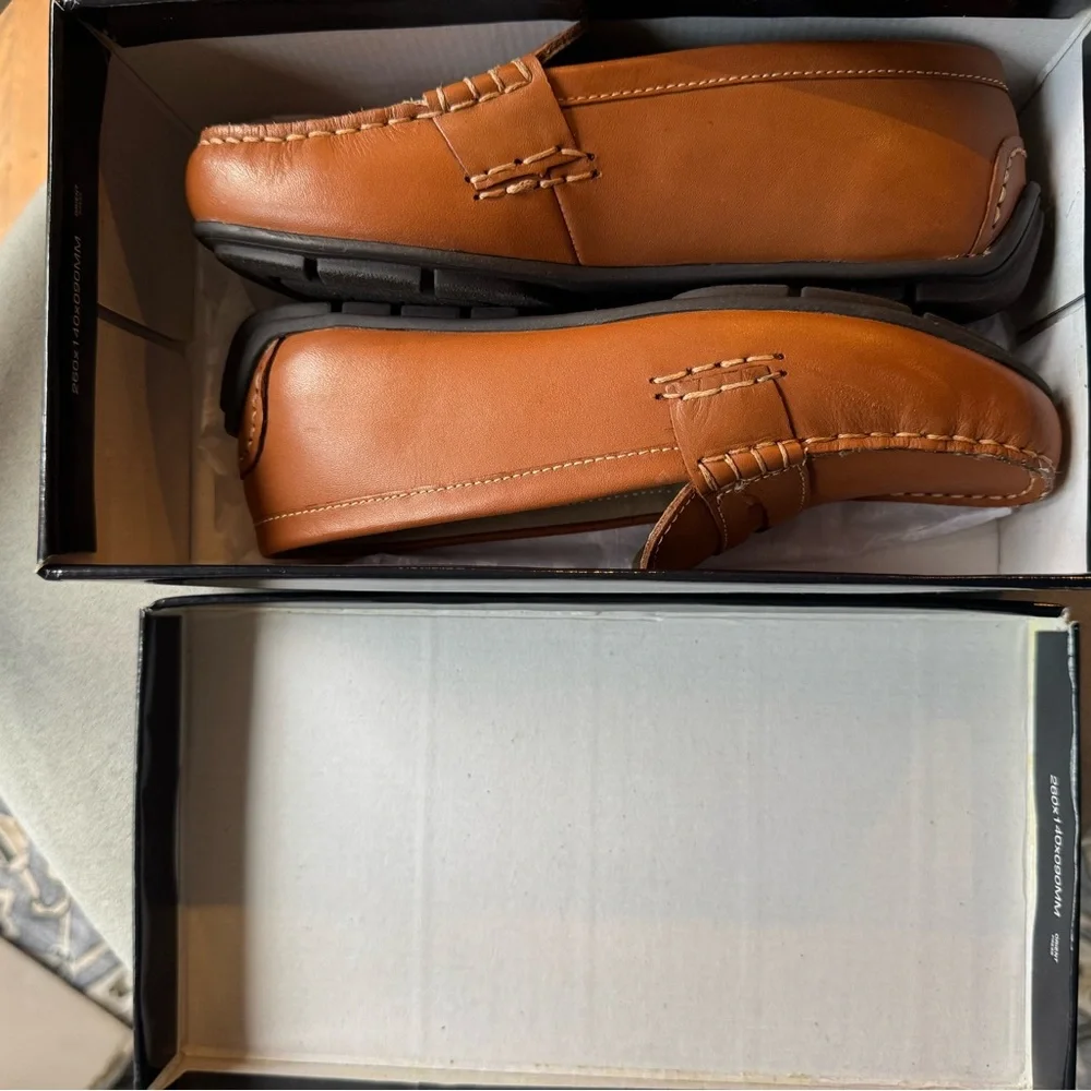 Boys Size 2 Unworn Polo by Ralph Lauren Caramel Brown Loafers - Picture 3 of 7
